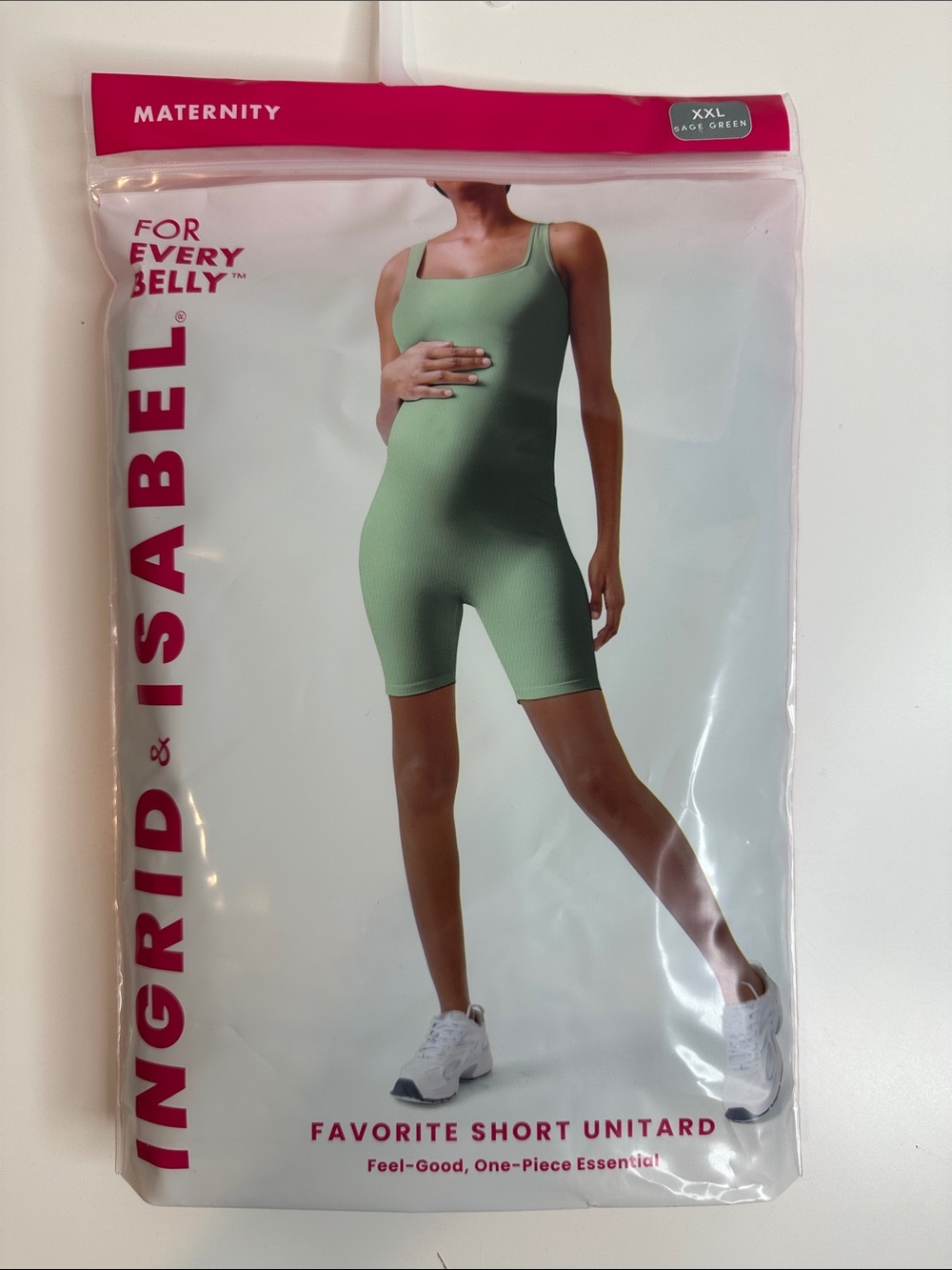 Ingrid & Isabel Ribbed Short Unitard in Sage Green